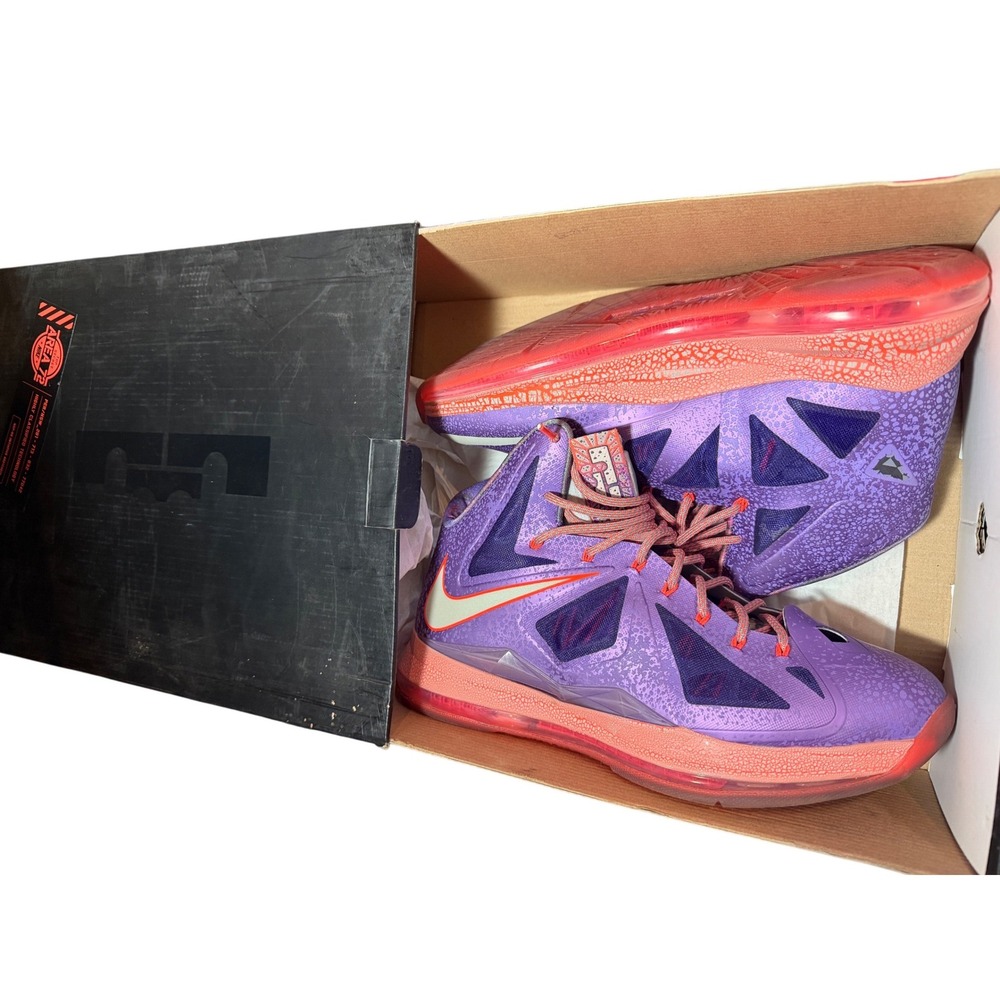 Nike LeBron X All-Star Area 72 Laser Purple Total Crimson 583108-500 Mens 12